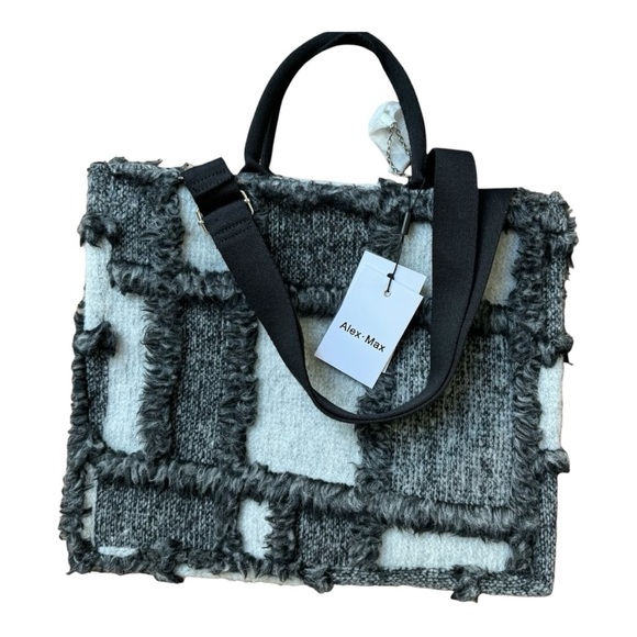 Alex•Max Europe Faux Fur Patchwork NWT Crossbody Tote Purse Bag - Picture 1 of 5
